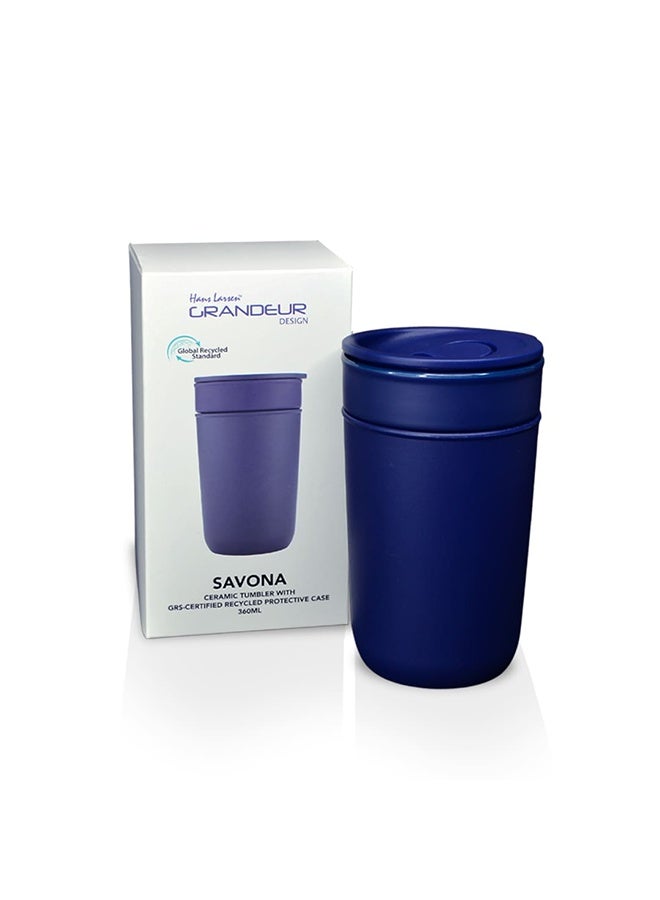Hans Larsen SAVONA - Hans Larsen Premium Ceramic Tumbler With Recycled Protective Sleeve - Blue - Image 3
