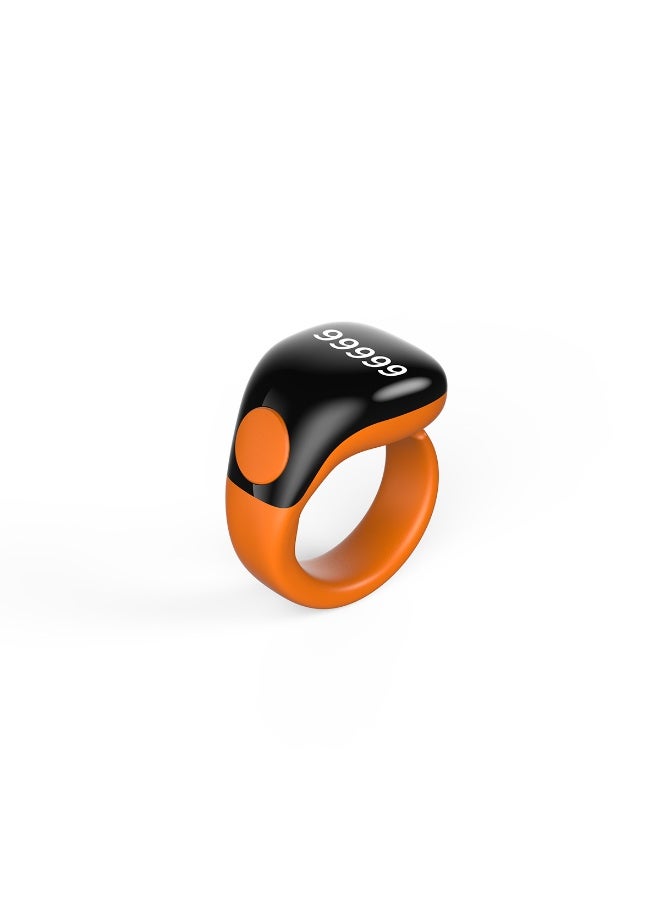 IFAYRID Smart Ring Tasbeeh Counter for Muslims, Digital Prayer Counter Ring with OLED Display, Bluetooth Prayer Reminder, Adjustable Finger Counter, Magnetic Type-C Rechargeable Tasbih Ring(orange)