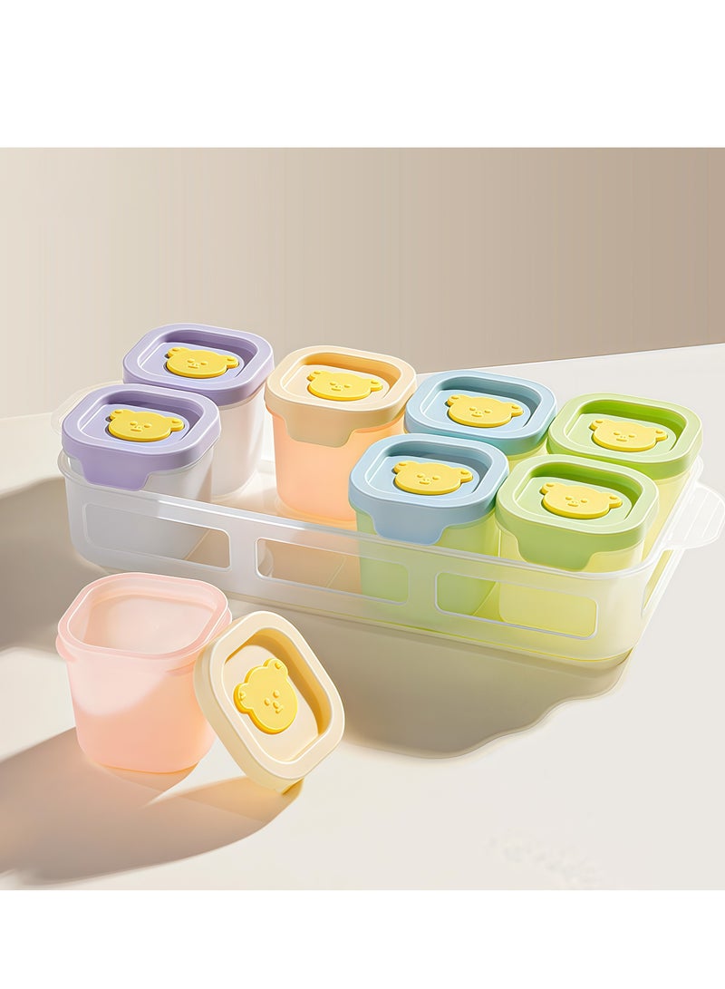 RAKAY 8 PCS Baby Food Containers, Reusable Infant Food Storage Jars with Timed Tray, Small Snack Container with Lids for Infant & Babies，Microwave Safe, Heat Resistant to 200°C, Freezer Safe with Silicone Lids - Image 3