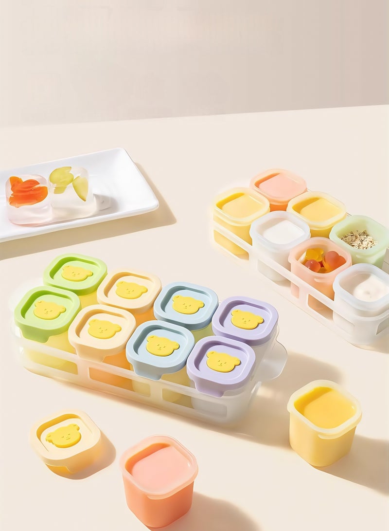 RAKAY 8 PCS Baby Food Containers, Reusable Infant Food Storage Jars with Timed Tray, Small Snack Container with Lids for Infant & Babies，Microwave Safe, Heat Resistant to 200°C, Freezer Safe with Silicone Lids - Image 4