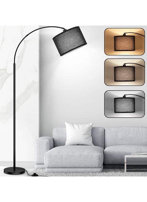 Arc Floor Lamp, Modern Floor Lamp with 3 Color Temperature, Tall Lamp for Living Room with Foot Switch, Arc Floor Lamp with Adjustable Hanging Drum Shade, Weighted Base
