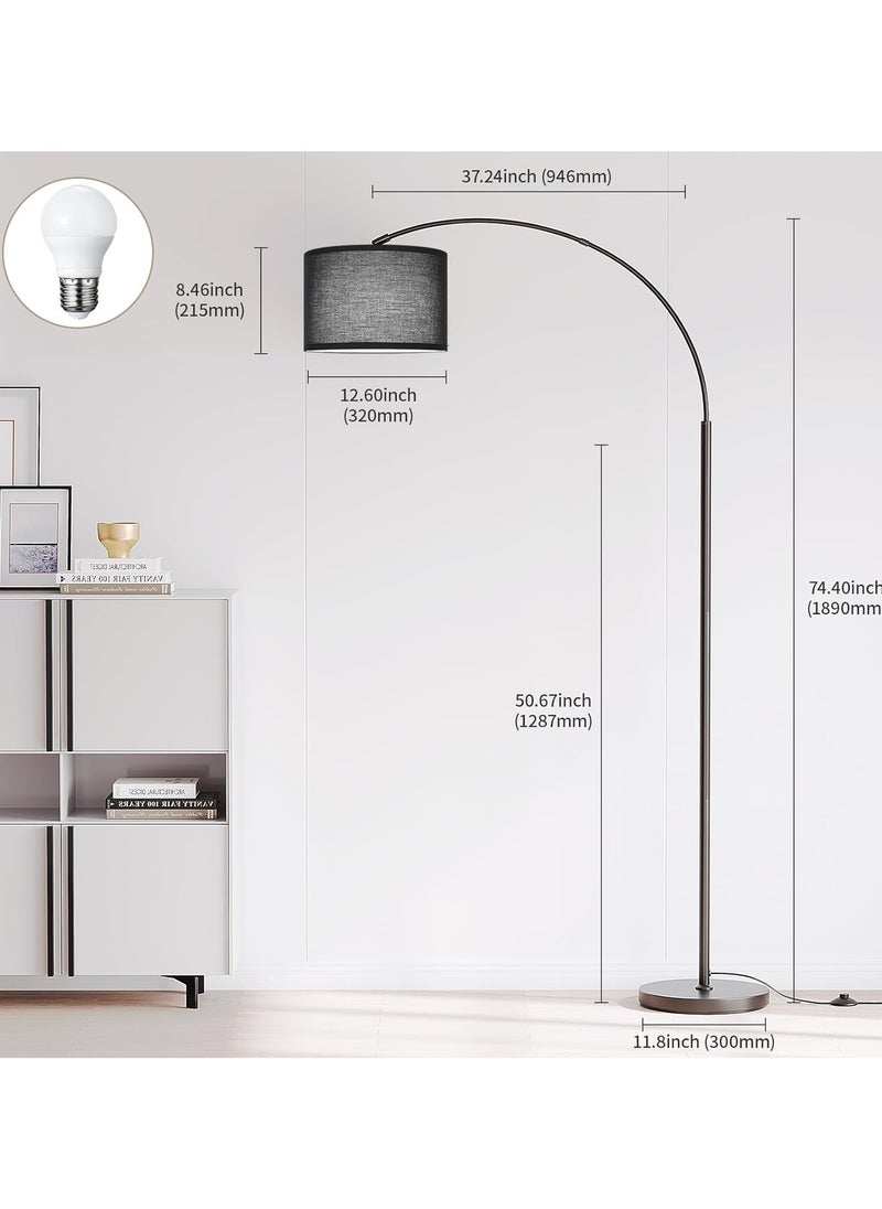 Generic - Arc Floor Lamp, Modern Floor Lamp with 3 Color Temperature, Tall Lamp for Living Room with Foot Switch, Arc Floor Lamp with Adjustable Hanging Drum Shade, Weighted Base - Image 1