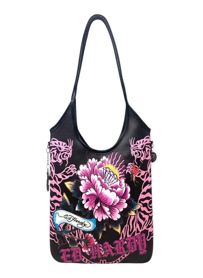 Ed Hardy Ed Hard Women's Faux Leather Tote Bag (Black/Print, One) - Image 1