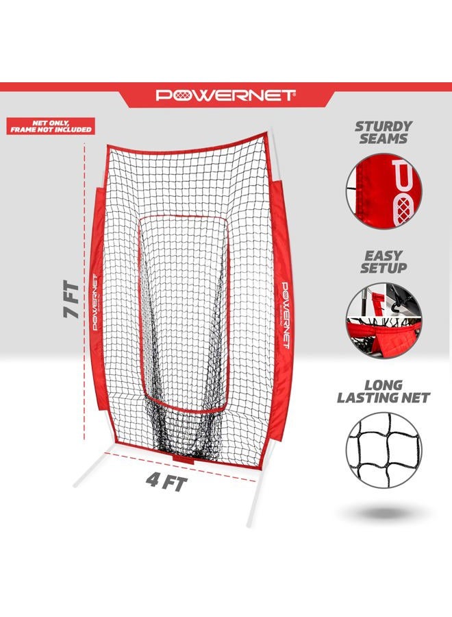 PowerNet Infielder Training Net for Baseball Softball Drills (NET ONLY) Replacement | Team Color | Heavy Duty Knotless | Durable PU Coated Polyester | Double Stitched Seams for Extra Strength (RED) - Image 3