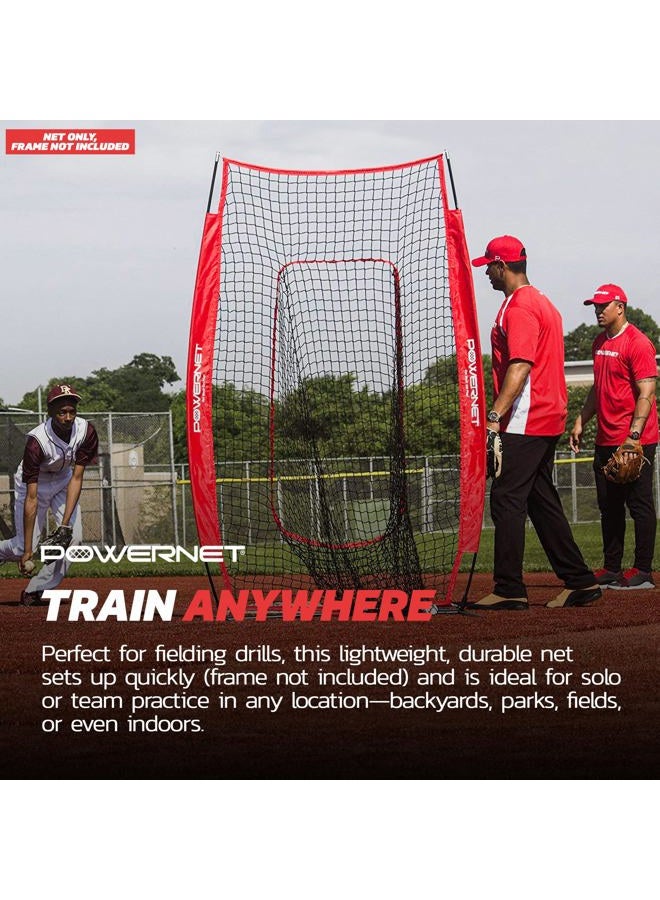 PowerNet Infielder Training Net for Baseball Softball Drills (NET ONLY) Replacement | Team Color | Heavy Duty Knotless | Durable PU Coated Polyester | Double Stitched Seams for Extra Strength (RED) - Image 4