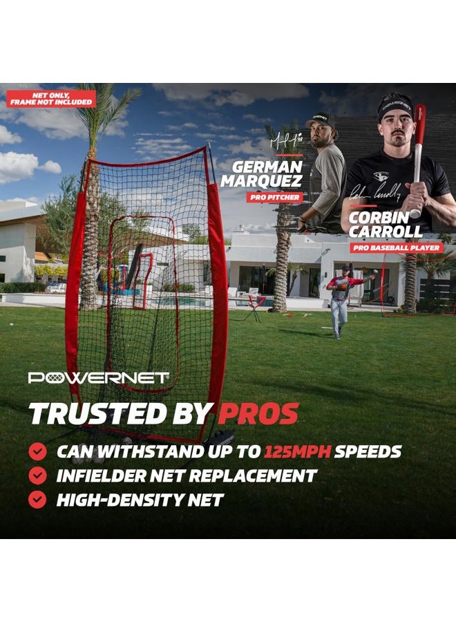 PowerNet Infielder Training Net for Baseball Softball Drills (NET ONLY) Replacement | Team Color | Heavy Duty Knotless | Durable PU Coated Polyester | Double Stitched Seams for Extra Strength (RED) - Image 2