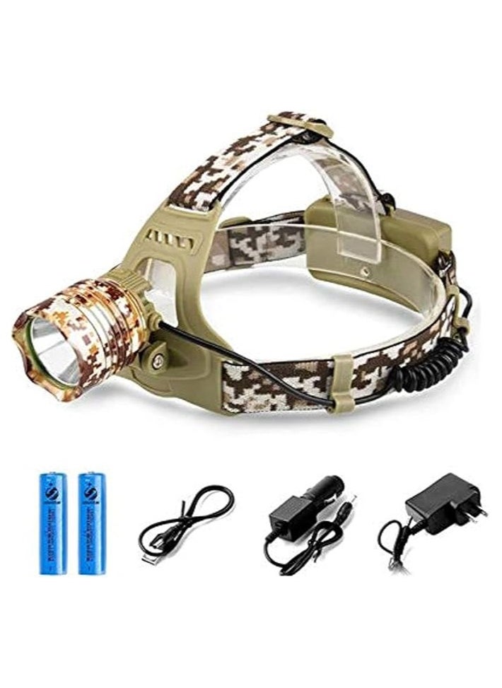 Generic 3800 Lumen Army Color Flashlight with Rechargeable Batteries Car Charger and Cable  - Image 1