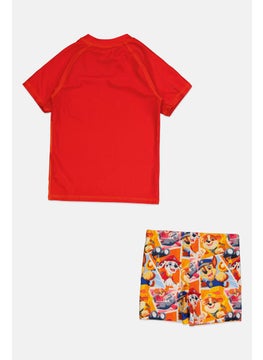 PAW PATROL Kids Boy 2 Pieces Swimwear Shirt And Short, Red Combo  - Image 2