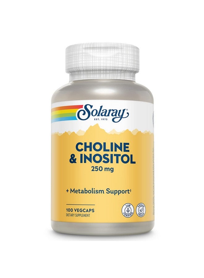 SOLARAY Choline & Inositol 250 mg | Two-Nutrient Combo for Healthy Fat Metabolism, Brain Function Support | 100 VegCaps - Image 1