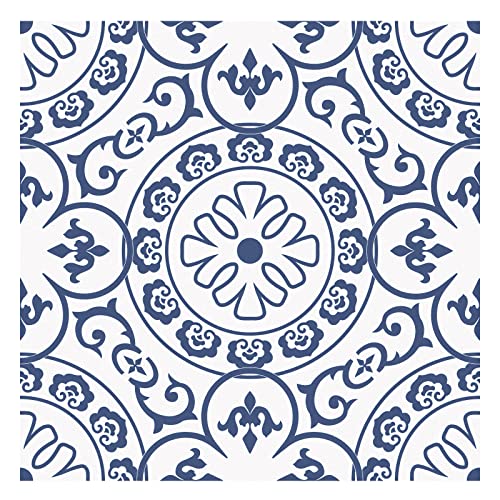 SVNOOC Peel & Stick Floor Tiles Self Adhesive Vinyl Flooring, 10 Sheets 7.8" x 7.8", DIY Flooring for Kitchen Living Room Waterproof Removable Tile Stickers (Blue) - Image 1