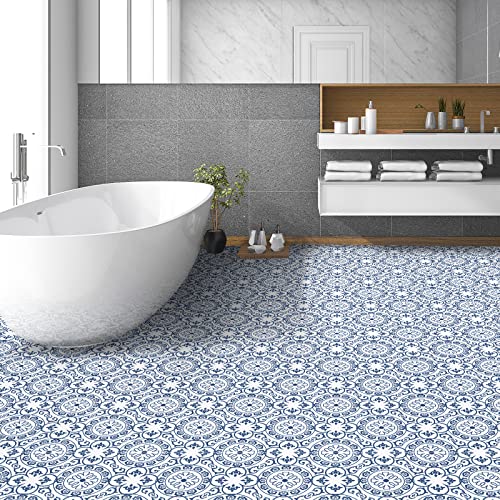 SVNOOC Peel & Stick Floor Tiles Self Adhesive Vinyl Flooring, 10 Sheets 7.8" x 7.8", DIY Flooring for Kitchen Living Room Waterproof Removable Tile Stickers (Blue) - Image 2