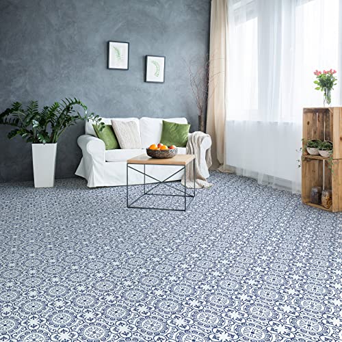 SVNOOC Peel & Stick Floor Tiles Self Adhesive Vinyl Flooring, 10 Sheets 7.8" x 7.8", DIY Flooring for Kitchen Living Room Waterproof Removable Tile Stickers (Blue) - Image 3