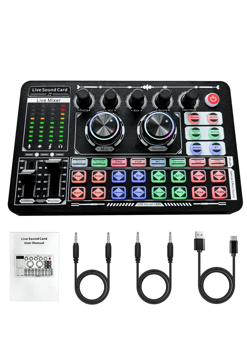 Live Sound Card F999 Audio Mixer with Effects External Sound Card for Podcasts LED Lighting DJ Mixer Vocoder Soundboards - pzsku/ZCEBA8429A12EEA9E6C98Z/45/_/1713701208/da77fd49-b892-4bdb-a6fe-03dc6d06abe7