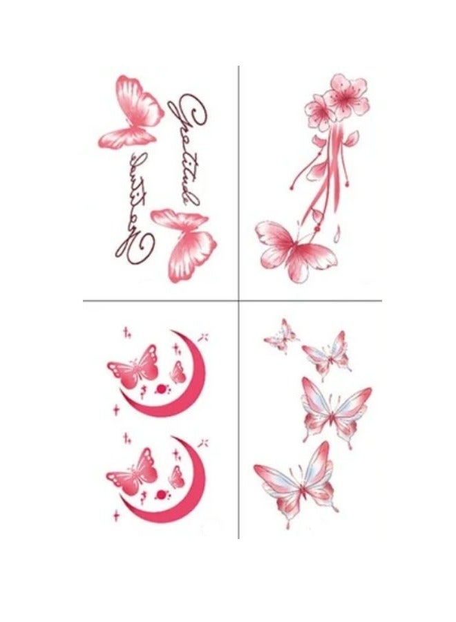 Four pieces of waterproof temporary tattoos erfly designs multi-shapes and colors cute stickers - Image 1