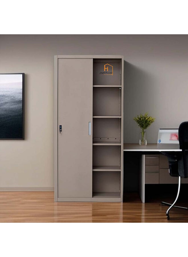 السعادة هوم  دولاب مكتبى حديد - 40×85×180 سم - بيج - Image 1