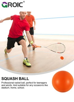 GROIC 6 Pcs Racquetball Squash Balls, 5.5 CM / 2.17” PU Squash Training Balls, Slow Elastic Squash Racket Balls for Beginner Racquetball Game Practice Training Competition Design  - Image 5
