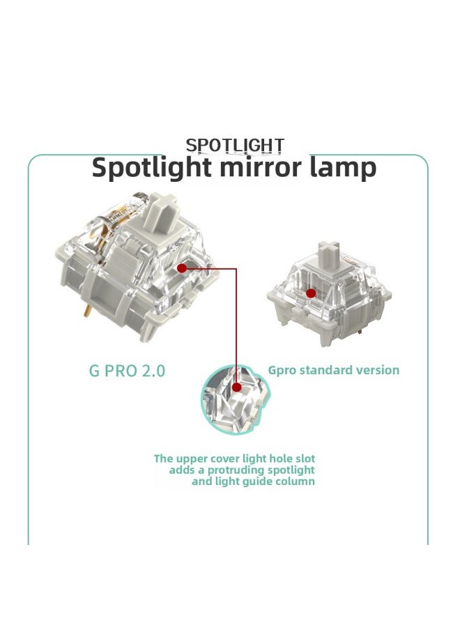 GATERONG Jiadarong Pro2.0 Shaft Body Yellow Silver White Shaft Mechanical Keyboard Switch Condenser Upper Cover Self-lubricating Shaft-Color:G Pro 2.0 White Shaft Single Segment