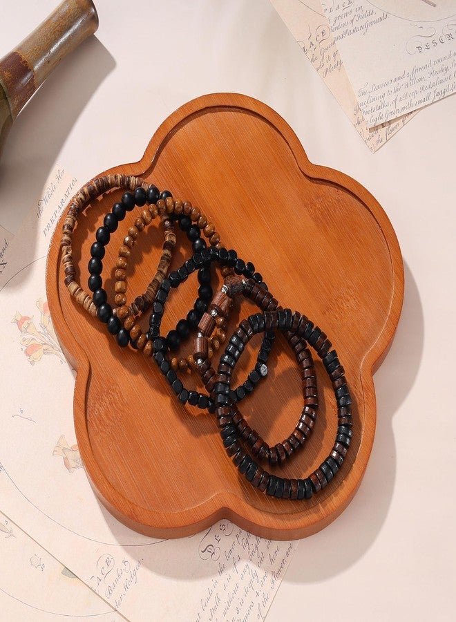 MILAKOO Punk Wooden Beads Bracelet Set for Women Layered Stretch Beaded Bracelets for Man Ethnic Style - Image 5