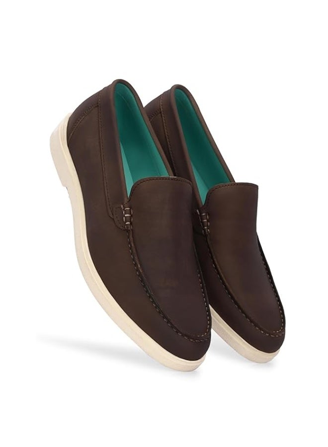 NOAK Organic Cactus Leather Loafer Casual Classic Slip-Ons Driving Loafer and Moccasins|Brown|7UK - Image 2