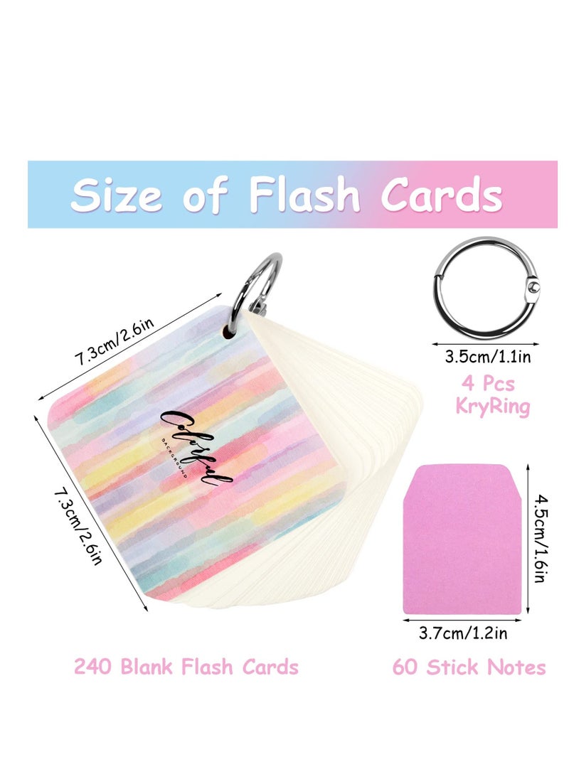 Y&D - Revision Cards, 240 Record Cards with Binder Rings, Blank Study Hole-Punched Index Thick Flashcards for School Learn Memory Recipe 7x7cm, Office Learning to Do List Note - Image 1