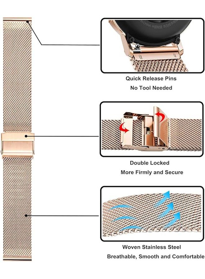 Huawei Watch Band GT 2/3, Metal Watch with Double Safety Clasp, Mesh Woven Stainless Steel Bracelet Replacement Strap for Huawei Watch GT2/GT3, 22MM (Rose Gold) ﻿ - Image 4