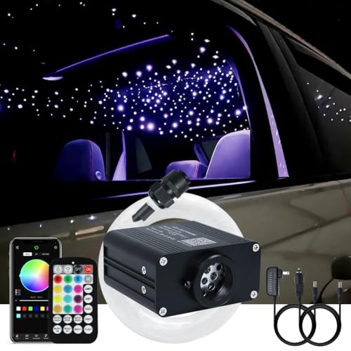 AKEPO Small Size 16W RGBW APP Twinkle Fiber Optic Lights, Music Activated 150pcs 0.03in 6.5ft/2m Optical Fiber Star Ceiling Light Kit for Car Truck Headliner Star/Home - Image 1