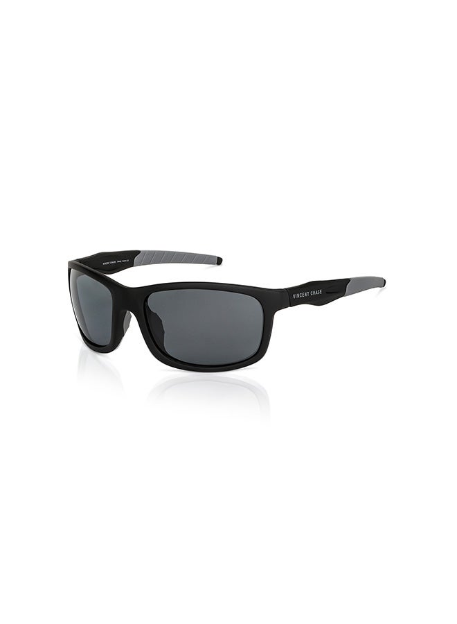 VINCENT CHASE Unisex VINCENT CHASE By Lenskart | Mirage Full Rim Sport Polarized & UV Protected Sunglasses VC S14116 - Lens Size: 58mm - Black - Image 1