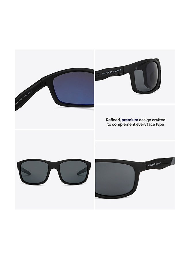 VINCENT CHASE Unisex VINCENT CHASE By Lenskart | Mirage Full Rim Sport Polarized & UV Protected Sunglasses VC S14116 - Lens Size: 58mm - Black - Image 2