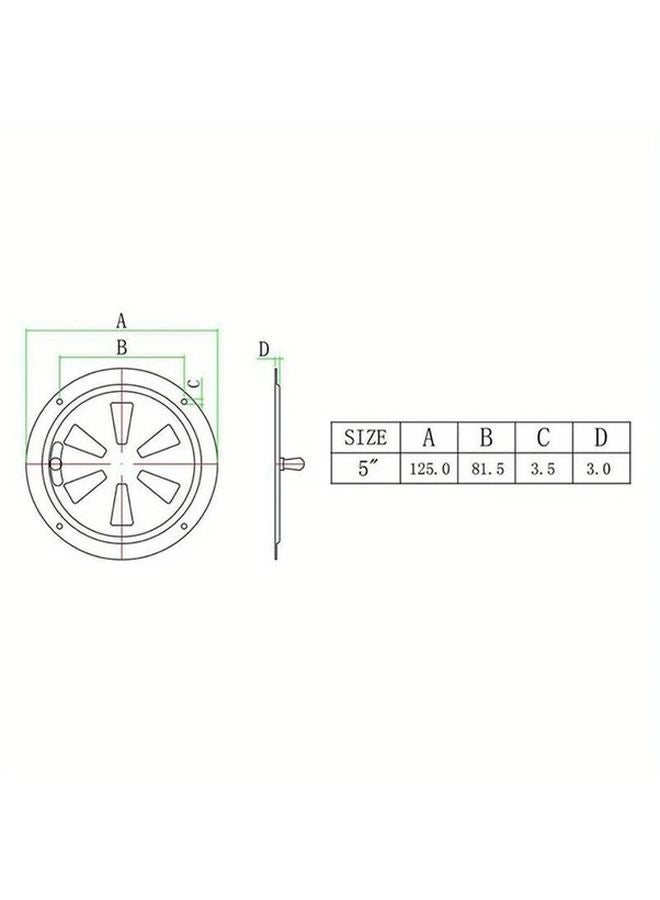 شبكة تهوية من الفولاذ المقاوم للصدأ مقاس 5 بوصات مع مقبض جانبي وانعكاس مرآة سهل التركيب - Image 1