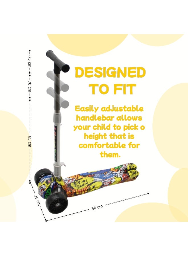 EASY FUTURE 3-8 Years Ideal Foldable Kids Scooter with Height-Adjustable Handle, LED PU Wheels, Rear Brake & Music Including Full Protective Gear Set - Image 2