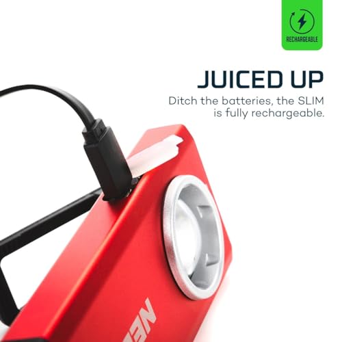 NEBO Slim Pocket Flashlight | 500 Lumens, Rechargeable Mini EDC Work Light, Magnetic Base & Dimmable Brightness, Durable & Water Resistant, Includes Charging Cable — Red - Image 5
