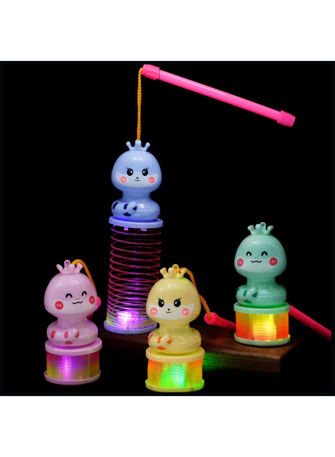 Year Of The Snake Lantern Rainbow Circle Special For Cartoon Snake Baby Luminous Elastic Rainbow Circle Spring Ring Toy Wholesale-Colour:Snake Baby Rainbow Circle  - Image 1
