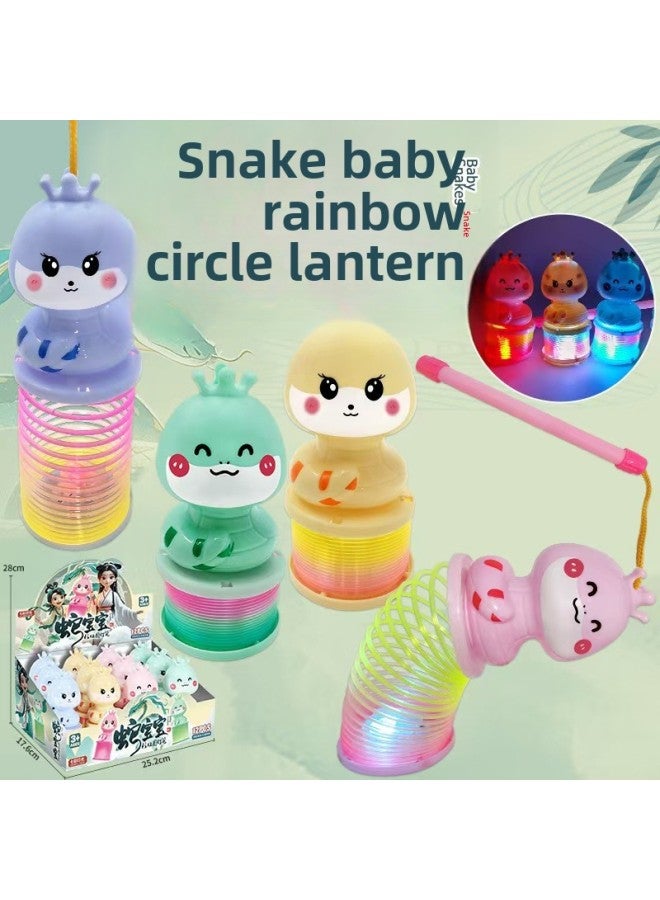 Year Of The Snake Lantern Rainbow Circle Special For Cartoon Snake Baby Luminous Elastic Rainbow Circle Spring Ring Toy Wholesale-Colour:Snake Baby Rainbow Circle  - Image 2