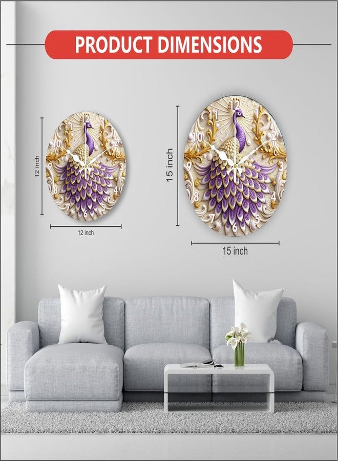 Ingo creation Peacock Wall Clock- Decorative, Luxury, Silent Movement, Non-Ticking, Perfect for Living Room, Hotel, Home Decor, 1-Pcs,Rose Gold, 12 Inch - Image 3