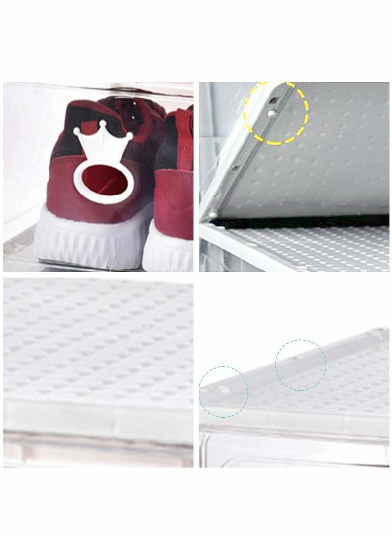 HomarKet - 4 Pack Foldable Stackable Plastic Shoe Box Clear Acrylic Containers and Organizer with Pull Ring Opening Door Can Fully Transparent for Display Sneakers - Image 1