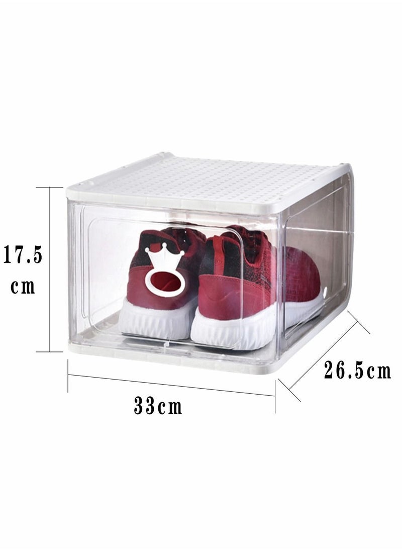 HomarKet - 4 Pack Foldable Stackable Plastic Shoe Box Clear Acrylic Containers and Organizer with Pull Ring Opening Door Can Fully Transparent for Display Sneakers - Image 1
