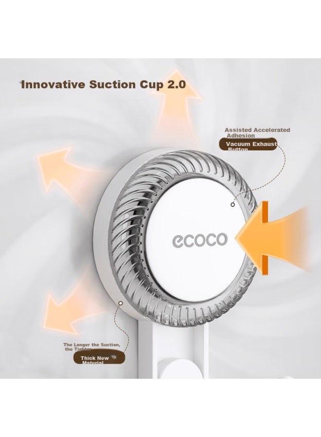 Ecoco Suction Cup Double Hook Hanging Bathroom Tissue Holder Kitchen Strong Adhesive Hook Toilet Kitchen 25230 White - Image 1
