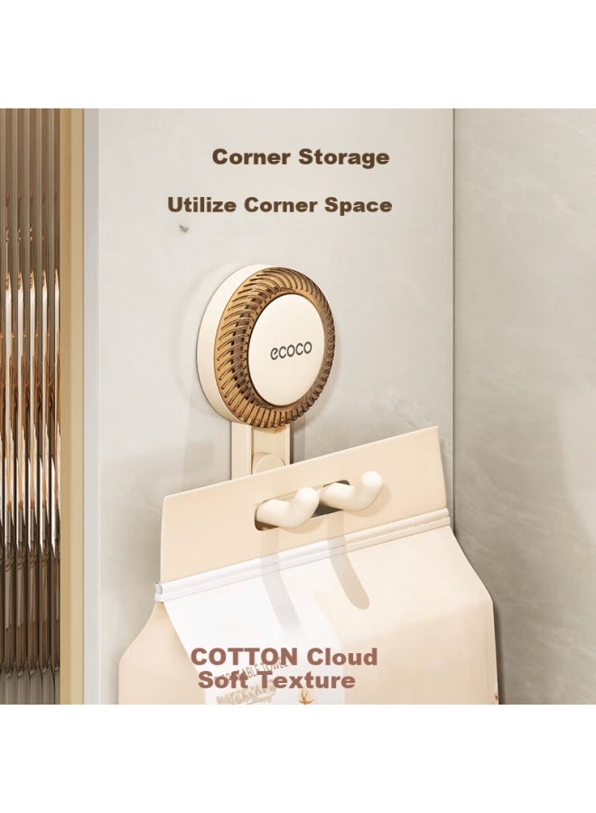 Ecoco Suction Cup Double Hook Hanging Bathroom Tissue Holder Kitchen Strong Adhesive Hook Toilet Kitchen 25230 White - Image 3