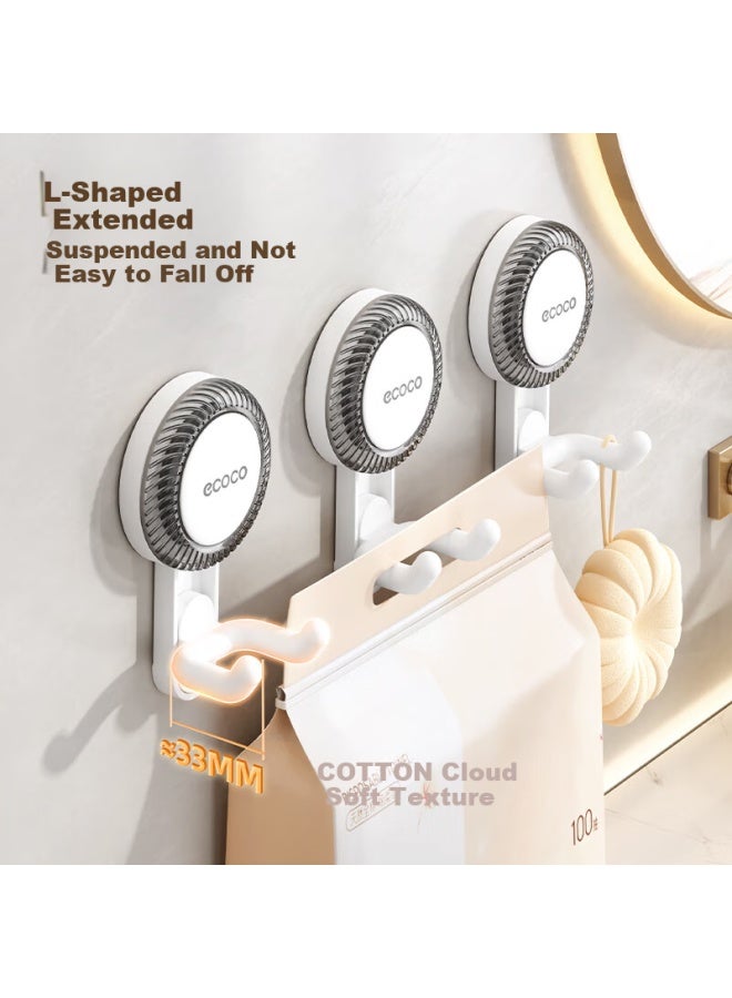 Ecoco Suction Cup Double Hook Hanging Bathroom Tissue Holder Kitchen Strong Adhesive Hook Toilet Kitchen 25230 White - Image 2