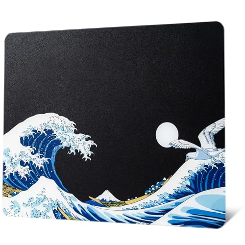 GMKWTL XVX Glass Mouse Pad for Gaming, Black Coral Sea Hard Gaming Mousepad, Professional Large Mouse Mat 410mm*310mm, Special Glass Surface with Improved Precision and Speed - Image 1