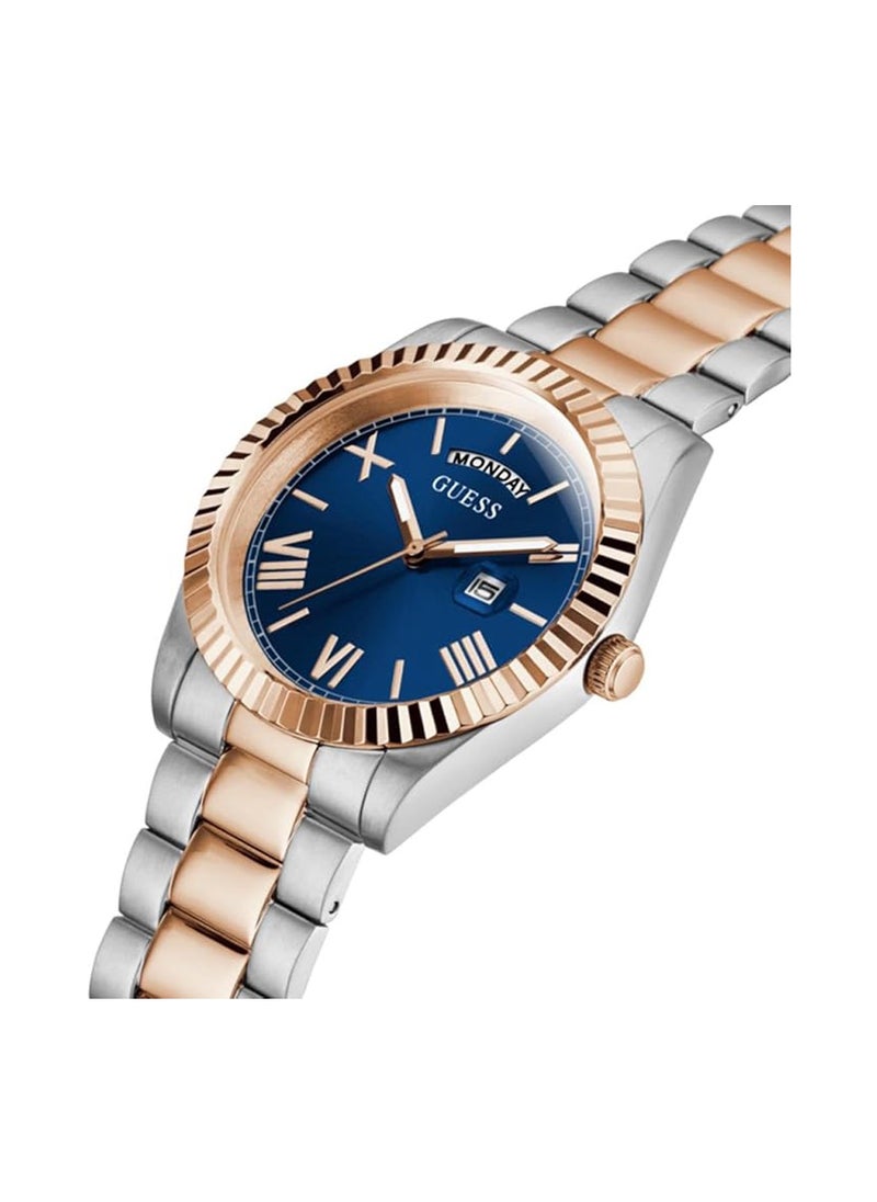 GUESS - Guess Men’s Quartz Two Tone Stainless Steel Blue Dial 42mm Watch GW0265G12 - Image 1