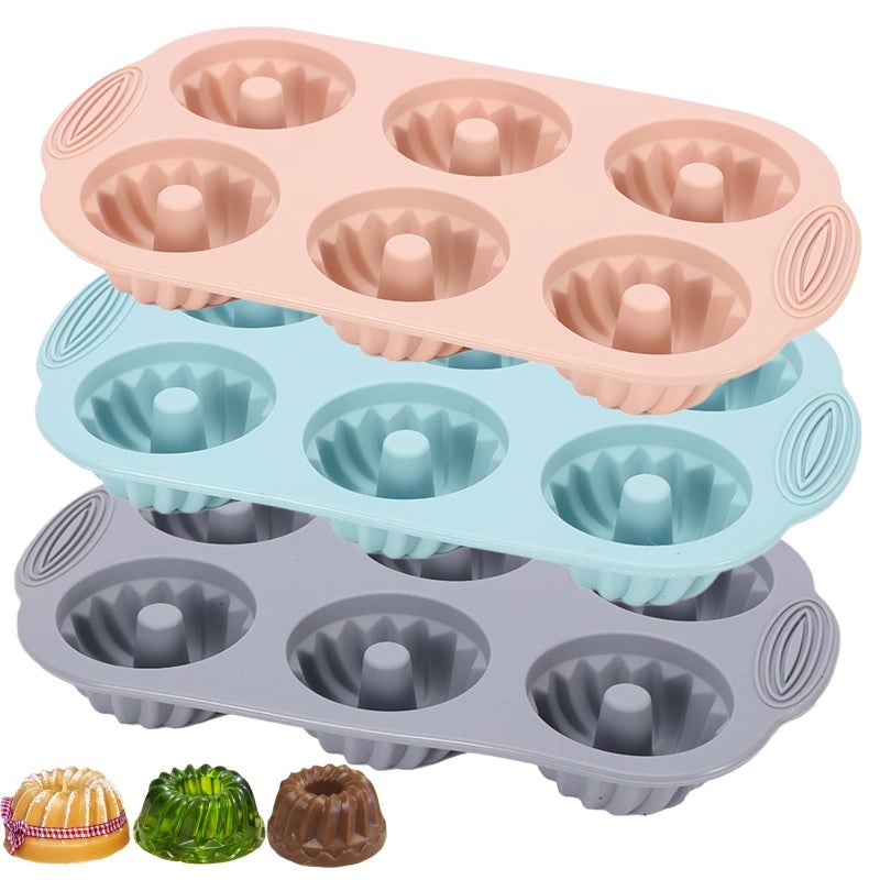 Silicone Baking Molds: 3 Pack Food-Grade BPA-Free - Heat Resistant -40°C To 230°C Striped Tube Molds For Home Baking, Party Desserts & Pastry Making - Image 1