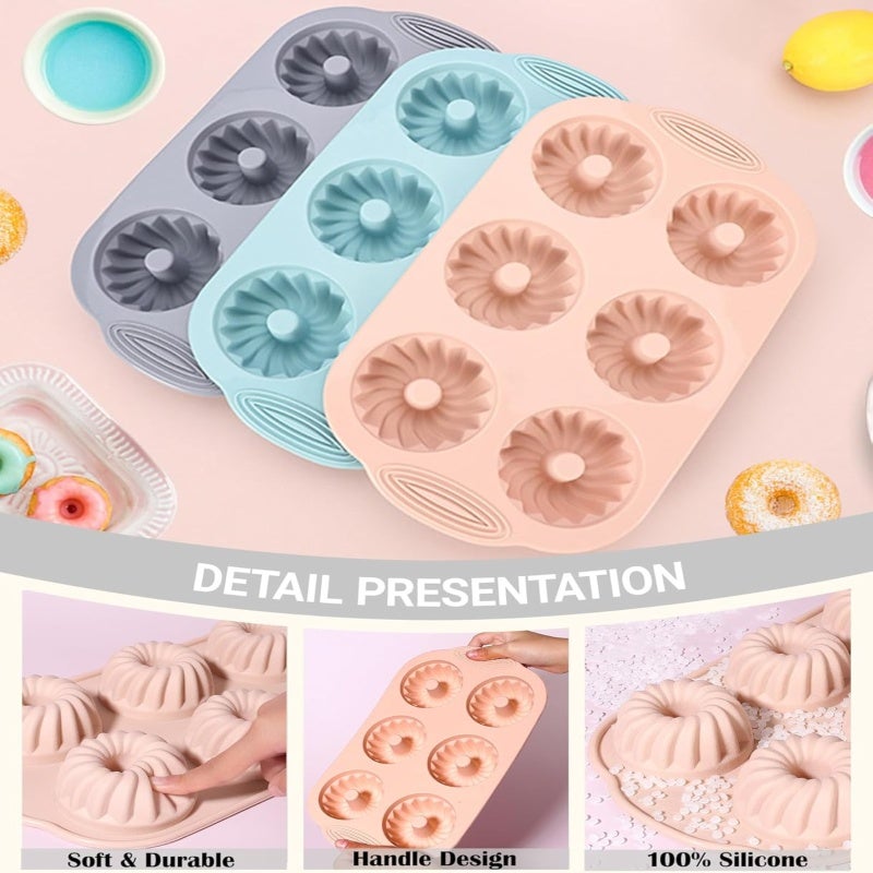 Silicone Baking Molds: 3 Pack Food-Grade BPA-Free - Heat Resistant -40°C To 230°C Striped Tube Molds For Home Baking, Party Desserts & Pastry Making - Image 2