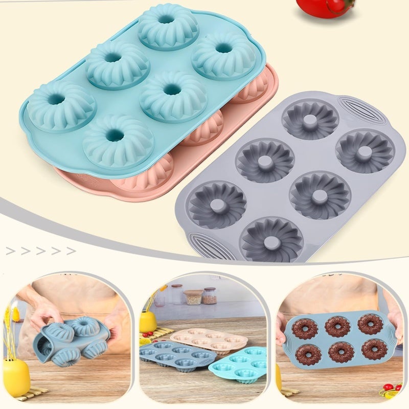 Silicone Baking Molds: 3 Pack Food-Grade BPA-Free - Heat Resistant -40°C To 230°C Striped Tube Molds For Home Baking, Party Desserts & Pastry Making - Image 3