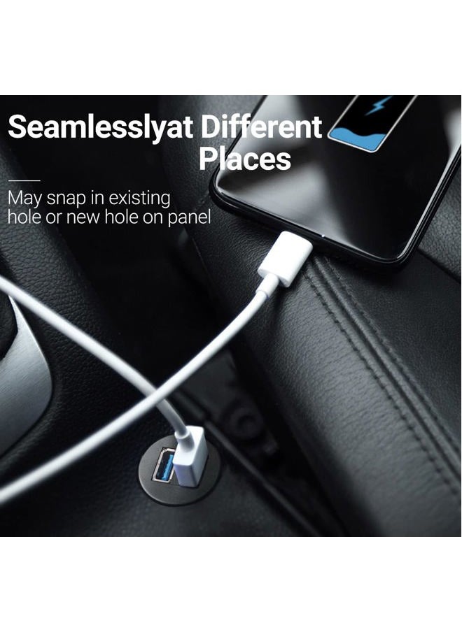 ICESPRING - 2 Ports USB 3.0 Extension Cable, Flush Mount Car Truck Boat Motorcycle Dashboard Panel Adapter-3 Feet - Image 1