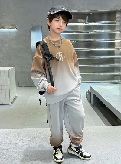 Take Two Take Two Grey Ombre Look Sweatshirt and Joggers Set