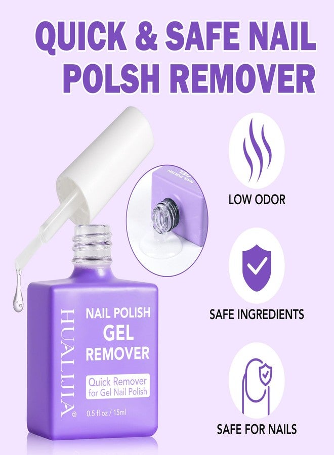 HUALIJIA Gel Nail Polish Remover Kit, Gel Polish Remover for Nails - Quickily and Easily Removes Gel Nail Polish at Home in 2-5 Mins - No Need for Foil, Soaking or Wrapping,15ml - Image 5