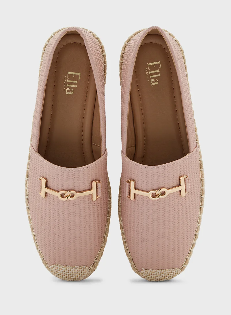 ELLA Metal Trim Raffia Espadrille
