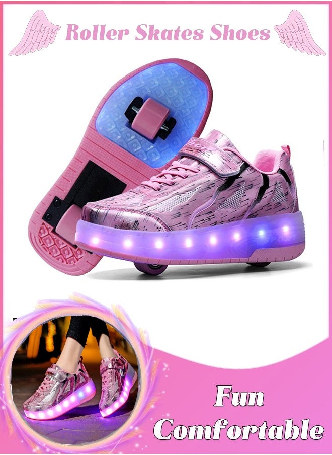 Arabest Kid Roller Skates Shoes Shoes with Wheels LED Light Color Shoes Shiny Roller Skates Skate Shoes Kids Gifts Boys Girls  - Image 1