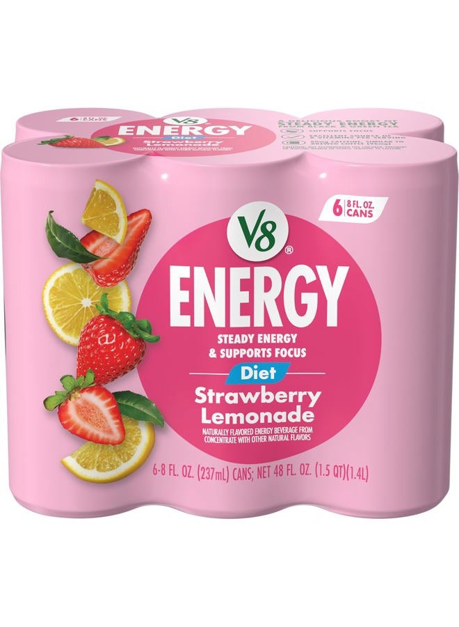 V8 +Energy Diet Strawberry Lemonade Juice Energy Drink, 8 fl oz Can (6 Pack) - Image 1